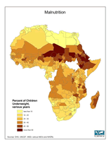 Download Percent of Underweight Children Africa Map Below