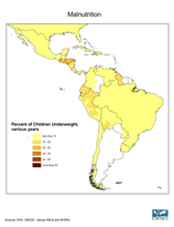Download Percent of Underweight Children Latin America Map Below