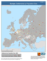 Download Europe Settlement Points by Population Size Map Below
