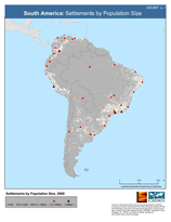 Download South America Settlement Points by Population Size Map Below