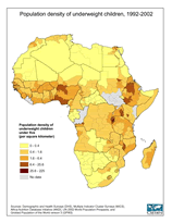 Download Population Density of Underweight Children 1992-2002 Africa Map Below