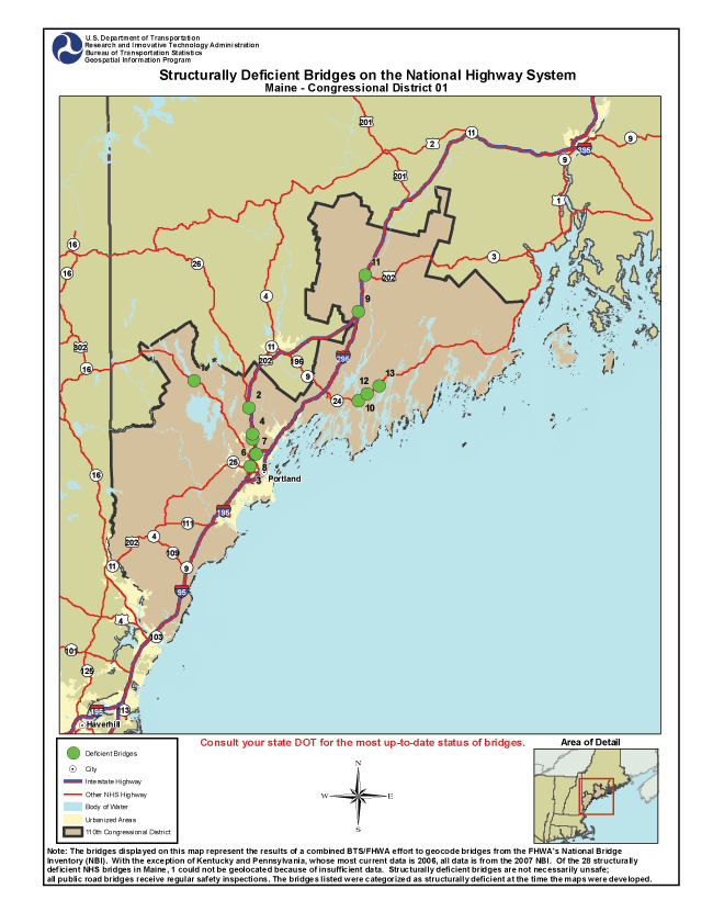 Maine (Congressional District 1). If you are a user with disability and cannot view this image, call 800-853-1351 or email answers@bts.gov.