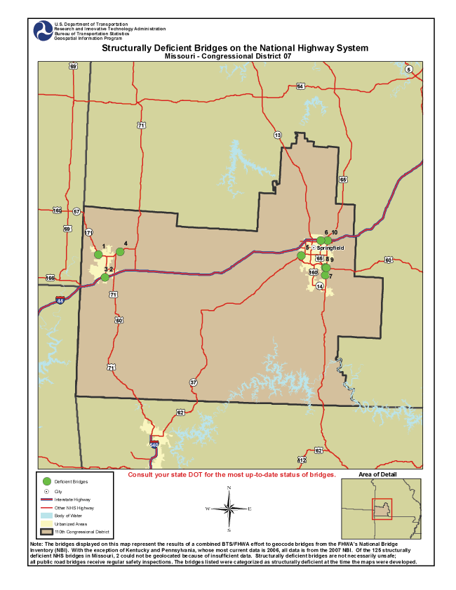 Missouri (Congressional District 7). If you are a user with disability and cannot view this image, call 800-853-1351 or email answers@bts.gov.