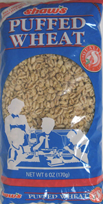 Label from Shaw's Puffed Wheat