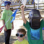 Photo of kids in first-person costumes.