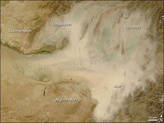 Dust Storms in Afghanistan and Pakistan Image. Caption explains image.