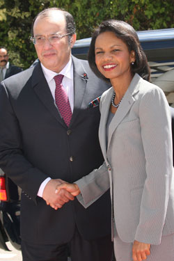 Secretary Rice and Moroccan President Fassi Fihri in Rabat on September 7, 2008. [© AP Image]