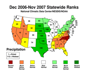 Map showing Statewide Precipitation Ranks