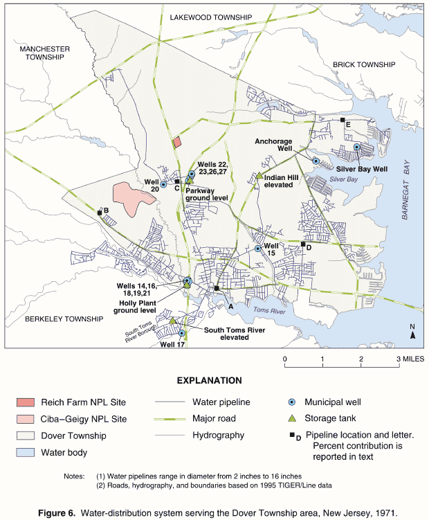 Figure 6. Water-distribution system serving the Dover Township area, New Jersey, 1971.