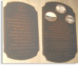 Pictures of Plaques representing September 11, 2001