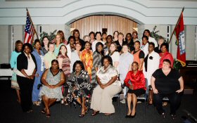 New WWIT graduates at the Hope Center graduation ceremony.  They are joined by Women’s Bureau and Hope Center representatives.  (Women’s Bureau photo)