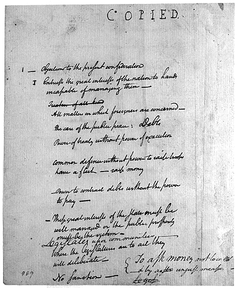 Image 1 of 14, Alexander Hamilton's notes for a speech proposing 