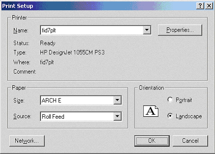 example of a print setup dialog box