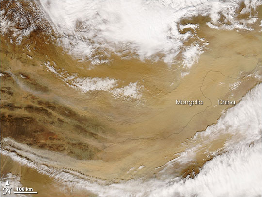 Gobi Desert Dust Storm Image. Caption explains image.