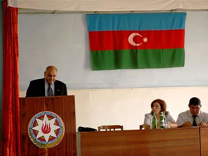 Mir-Kazim Kazimov, Parliamentary Deputy, addressed his constituency in Jalilabad at the community's first-ever public town hall meeting with a parliamentary representative