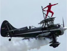 Barnstormers walk on the wings of the planes to entertain the crowds.