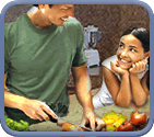 Man chopping vegetables