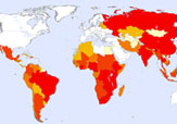 World map showing estimated number of people in need of antiretroviral therapy in low and middle income countries as of December 2006
