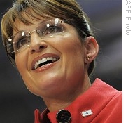 Republican vice presidential nominee Sarah Palin speaks during a rally in Ohio, 29 Sep 2008