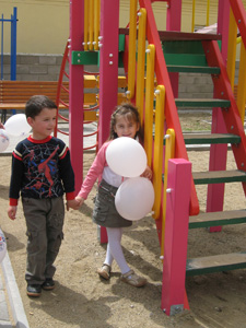 More than 300 preschoolers and primary school students of Kufce [a village in Gjilan/Gnjilane municipality] at the opening of their new school playground.