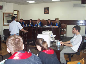 Students simulated a criminal trial in court