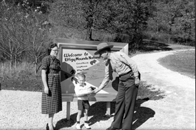 Ranger Greeting Young Visitor and Mother in the 1960s