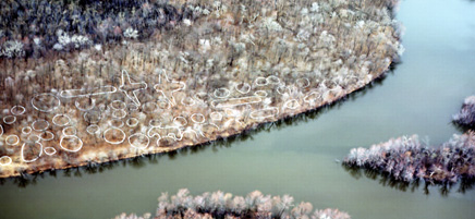 Aerial view of Sny Magill mound group