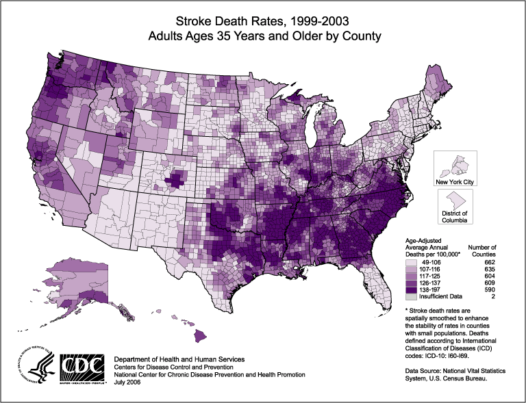 Stroke Death Rates 1999-2003 Map Image