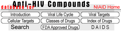 Database for Anti-HIV Compounds - Clickable Menu Bar