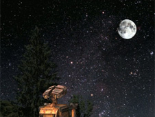 Wall-E looks up at the moon