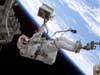 Astronaut David A. Wolf at the end of the Canadarm2