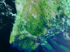 Satellite image of Burma showing Nargis flooding