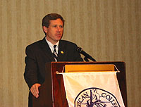 Congressman Mark Kirk at the podium.