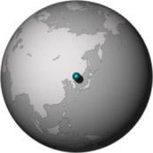 Image of the globe centered at 40 degrees latitude and 130 degrees longitude.