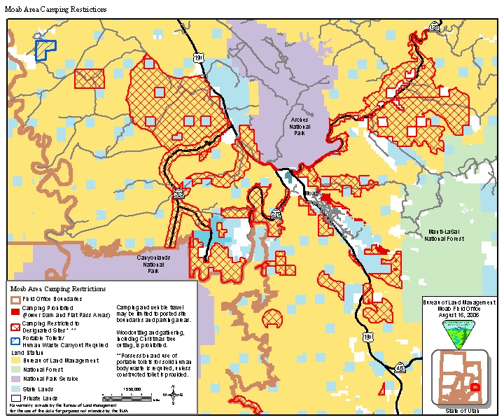 Moab Area Camping Restrictions