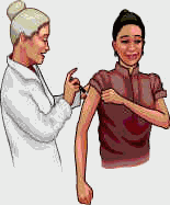 nurse giving a vaccination