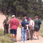 Visitors on a ranger-led hike