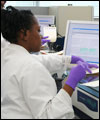 image of a lab employee testing a sample