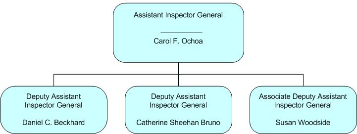 USDOJ Office of the Inspector General Organization Chart. Click on chart for text only version.