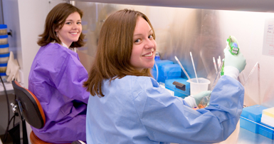 Lab members conducting experiments