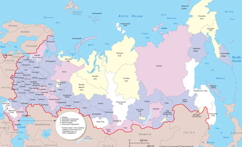 Map of all 89 regions of russia