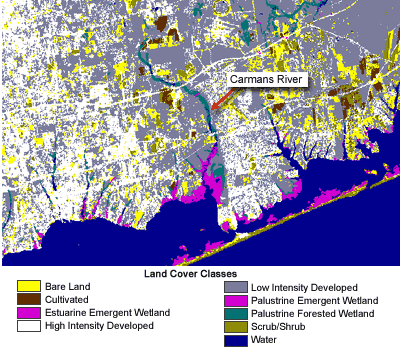 Land cover classification map of area surrounding Carmans River