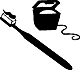 Drawing of a toothbrush and a container of floss with some floss hanging out.