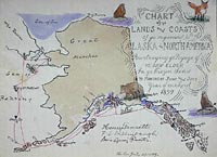 Alaska map with Chart of Lands and Coasts of Alaska in North America