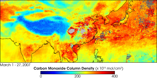 Haze over China Image. Caption explains image.