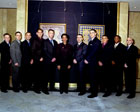 Secretary Rice poses with U.S. Marine security guards during her visit to Luxembourg. 