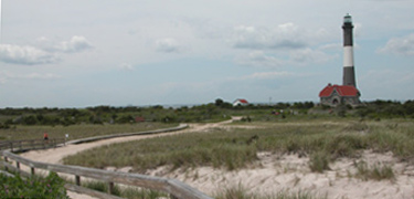 Fire Island Lighthouse as seen from beach.