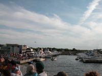 People on ferry arrive at Watch Hill facilities.