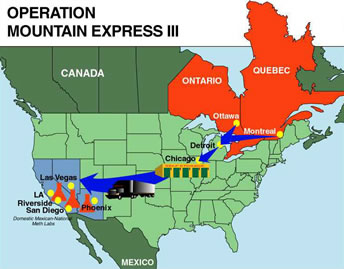 chart - showing the path of Mountain Express III