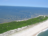 Aerial view of island.